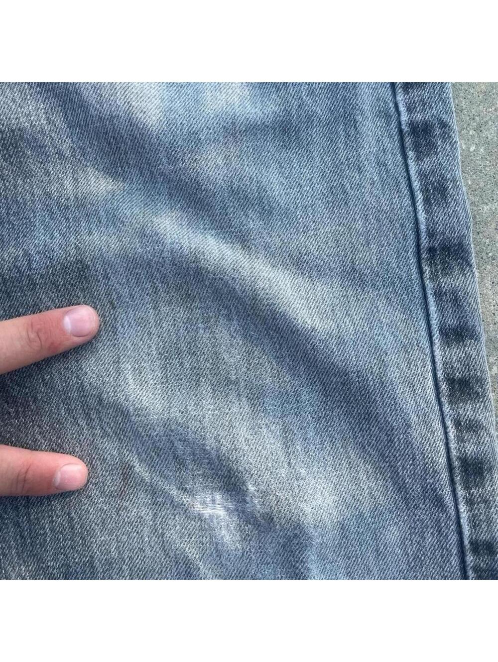 Vintage y2k 90s Polo Ralph Lauren faded and distressed grey straight leg jeans - Picture 3 of 8